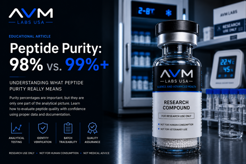 Peptide purity 98% vs 99% laboratory research - AVM Labs USA