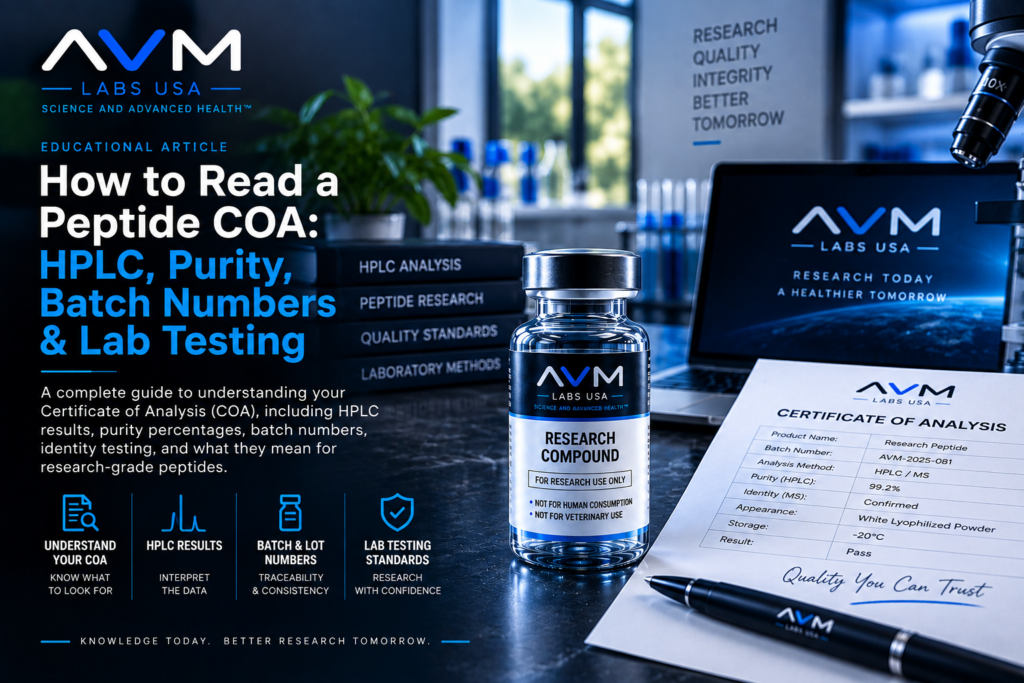 Testing Experiment Methods Peptide Testing: Purity, COA & HPLC | AVM Labs USA